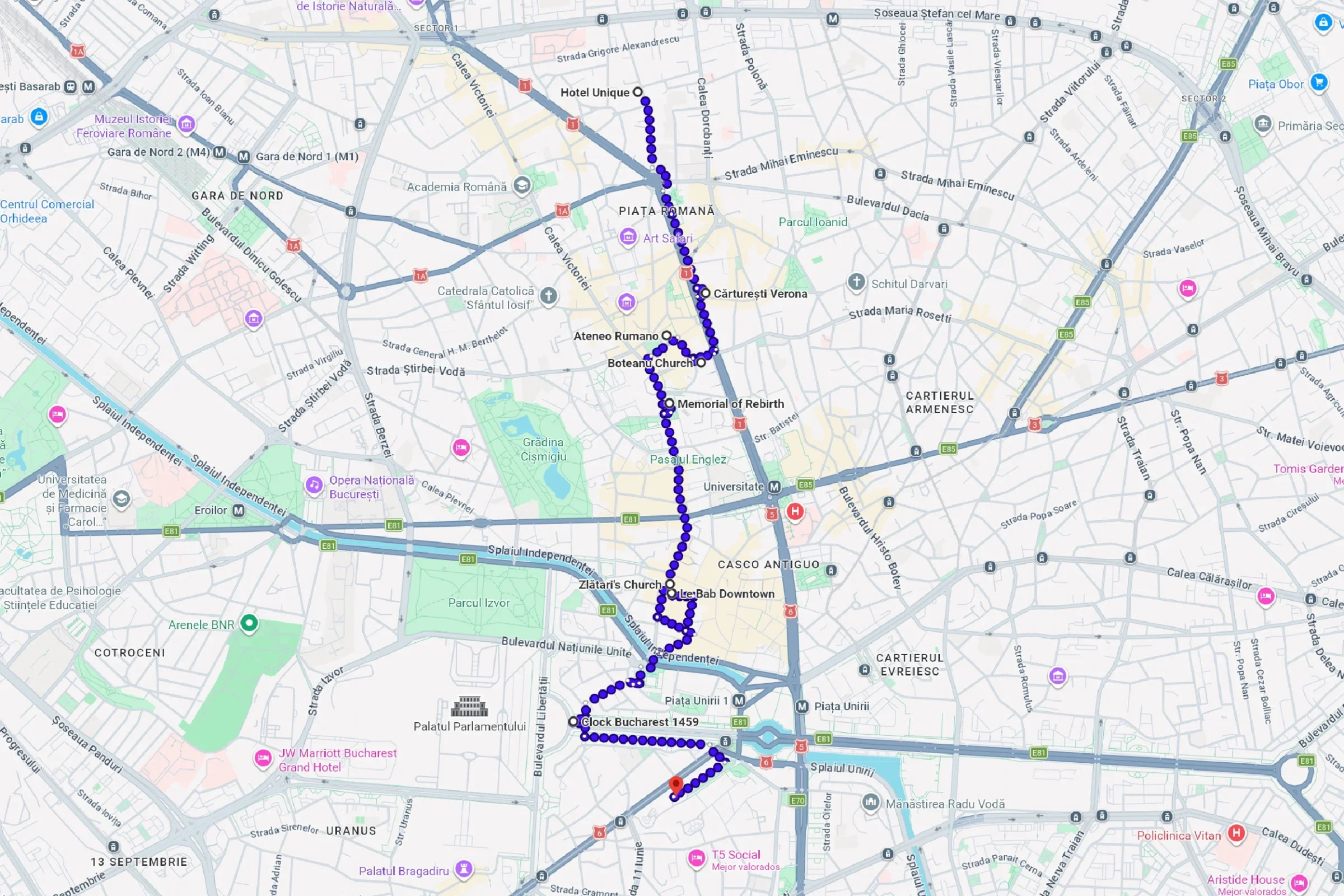 Recorrido del tour, desde el hotel.